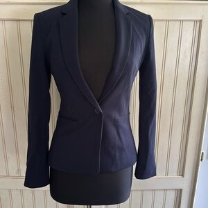 Express Women's Navy Blue One-Button Closure Blazer